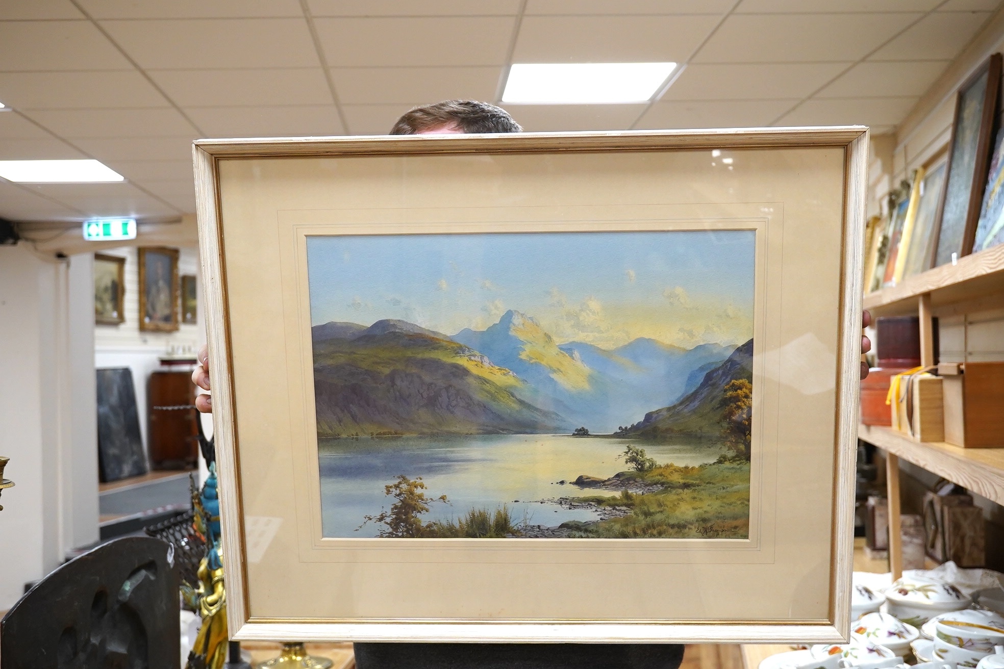 Edward Horace Thompson (1879-1949), watercolour, Scottish landscape, 'Loch Maree', signed, 35 x 49cm. Condition - good